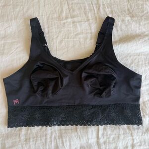 Ruby Ribbon Lace Demiette bra black wireless support wide adjustable straps 38